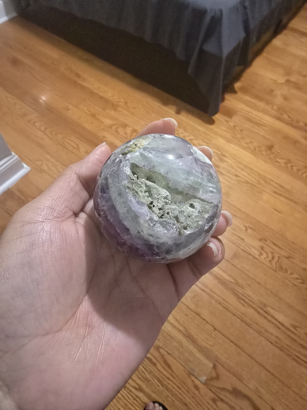 Natural Fluorite Crystal Sphere - Purple and Green